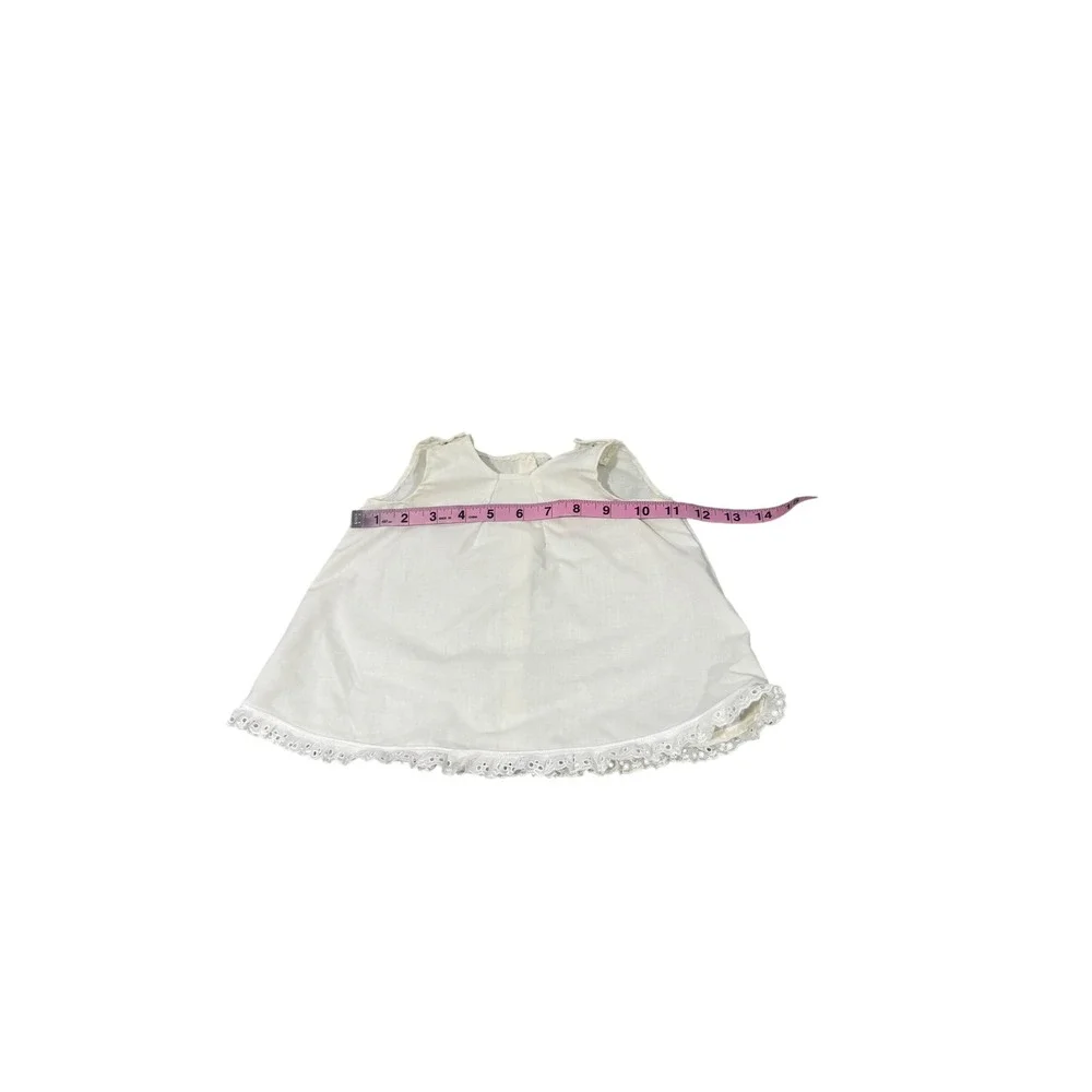 Handmade Baby Doll Outfit‎ Green Swiss Dot Floral Dress Slip Bloomers 3pc Set